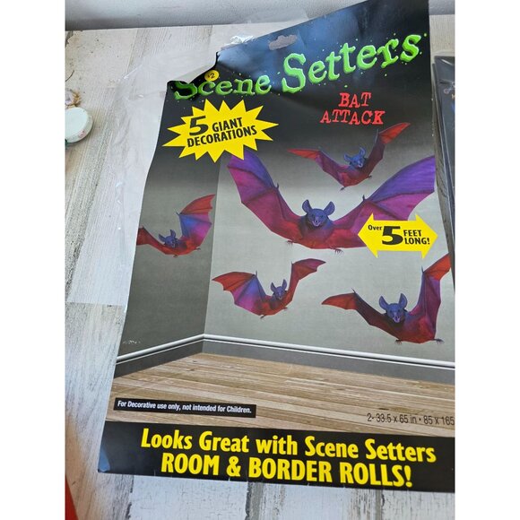 Halloween scene setters window bat pumpkin shadow party decor noon the Bag bat s - Picture 2 of 5